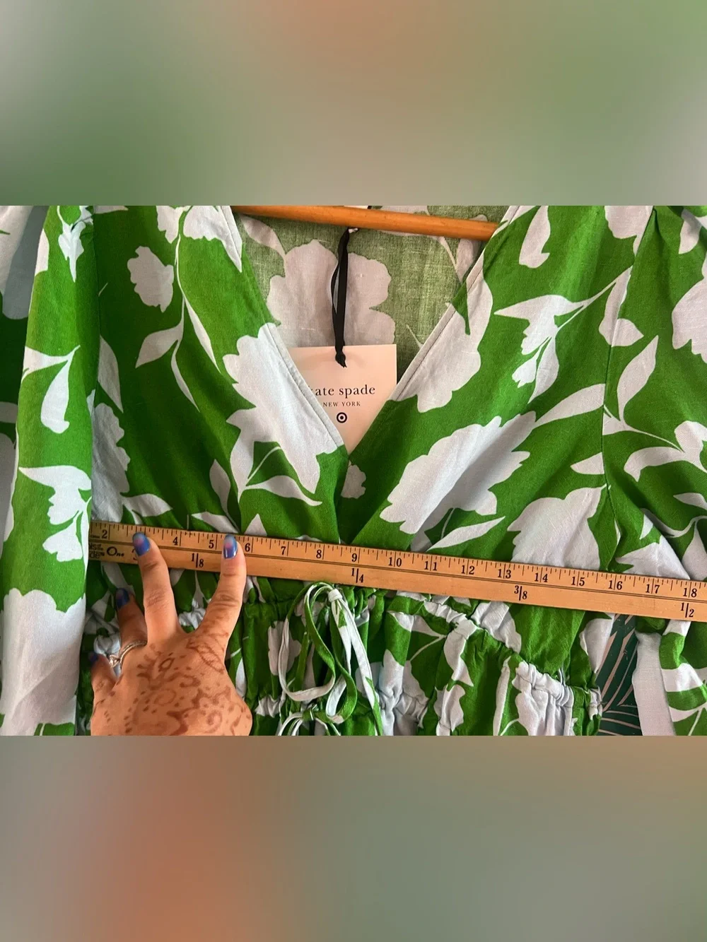 Kate Spade x Target Linen blend green & light blue floral maxi dress NWT sz L